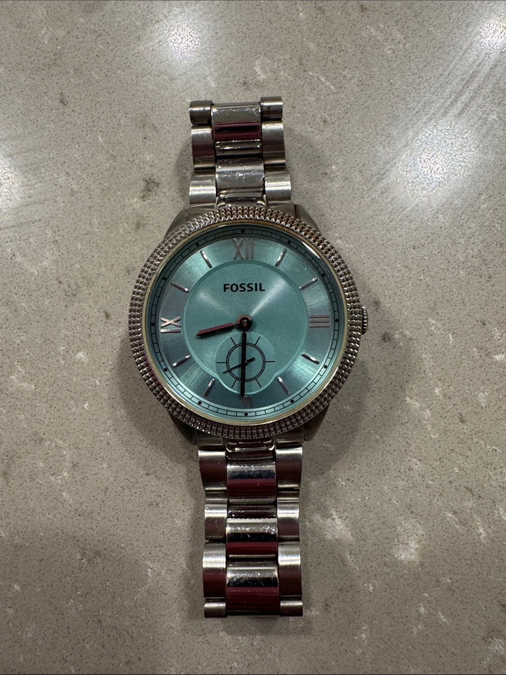 Fossil Silver Bracelet Watch With Mint Green Dial Es3063